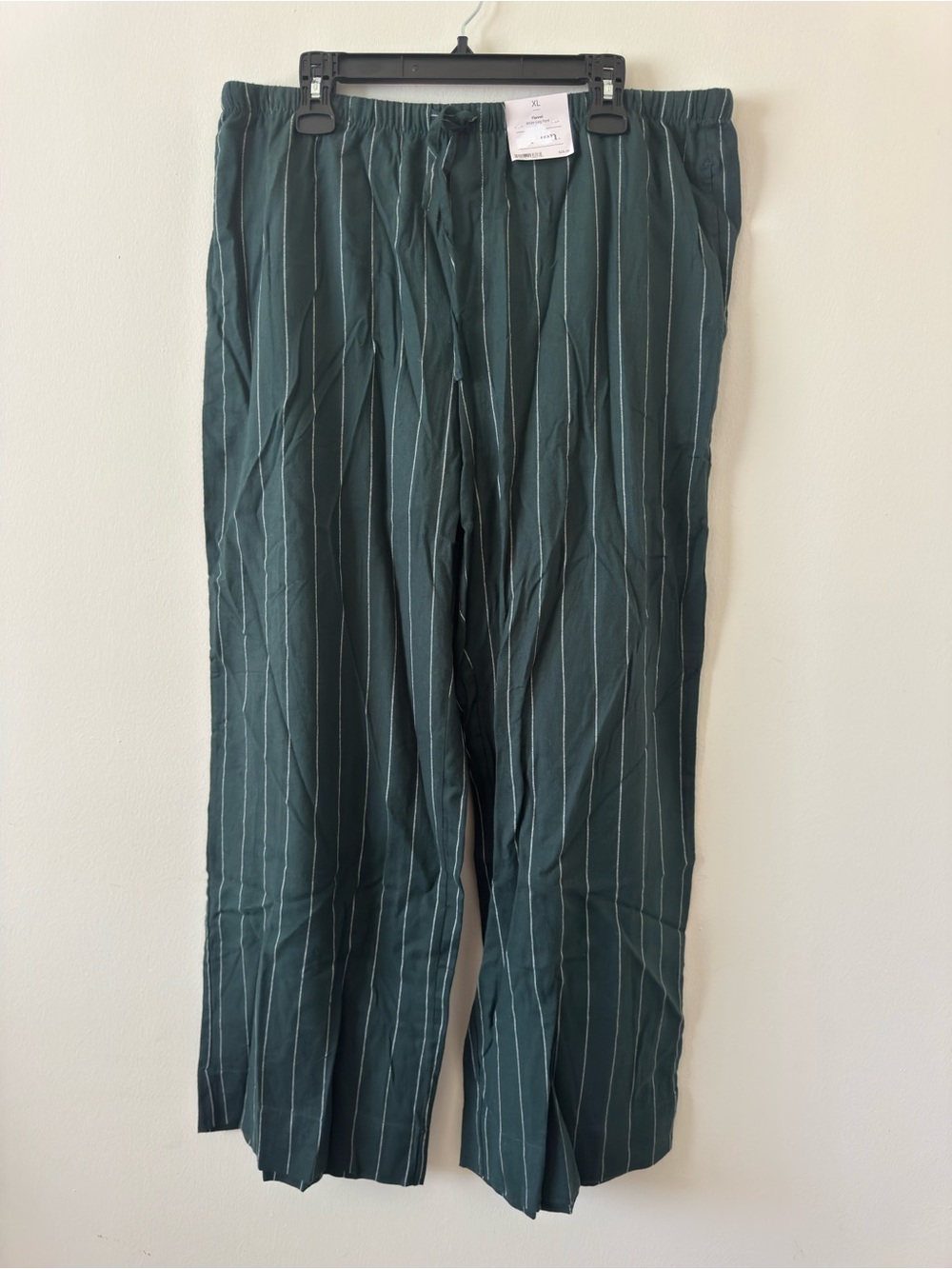 Auden Women’s Pajama Sleep Pants – XL – NWT – Dark Green & White Striped
